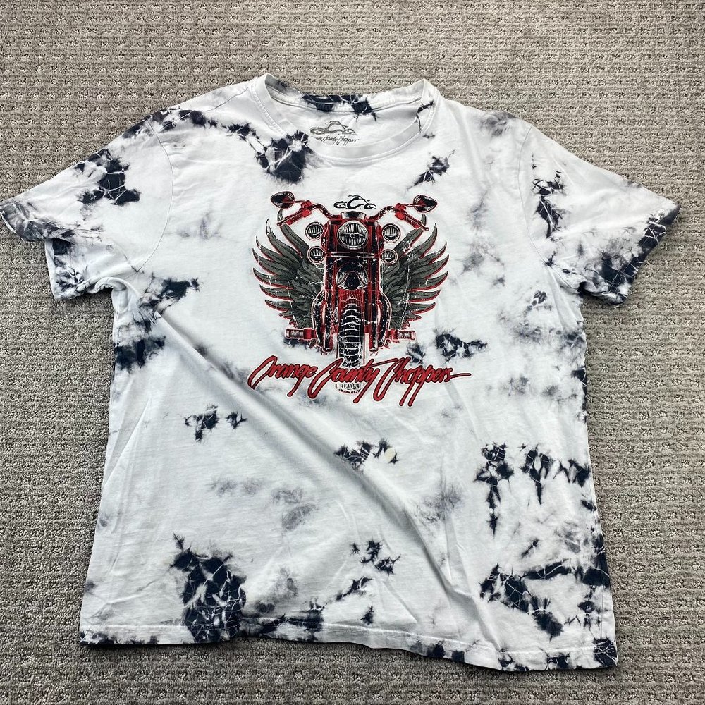 Orange County Choppers OCC Shirt Men Extra Large XL White Black Acid Wash Bikers